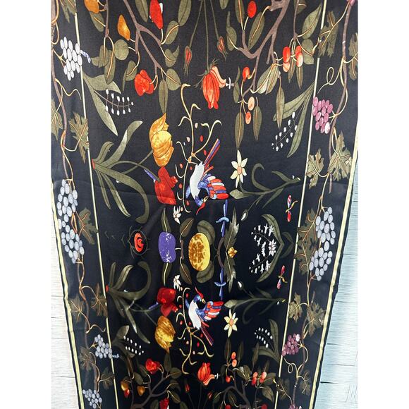 Rosenborg colorful, long silk scarf, dark academia, bohemian preppy feminine - Picture 3 of 10